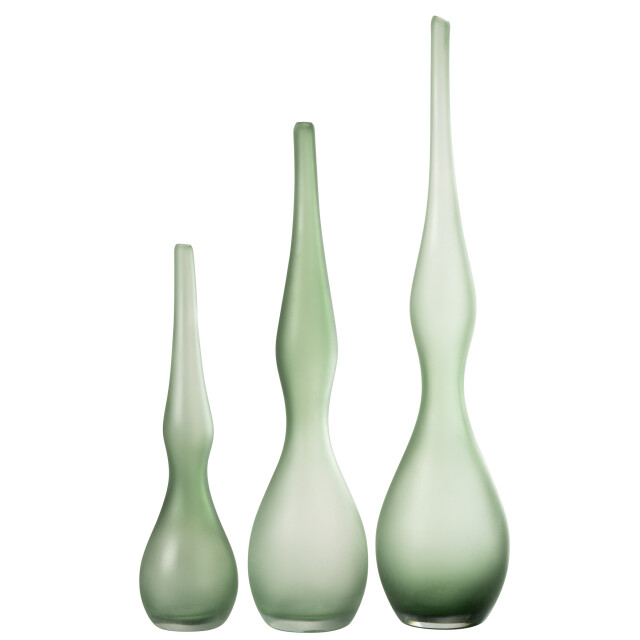 J-Line Set of 3 vases adria curved flute glass mint green 53424 large