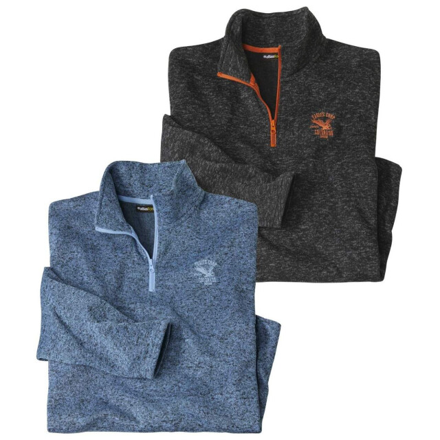 Atlas For Men Heren trui met halve rits (set van 2) UTAF1664_darkgreyanthraciteblue large