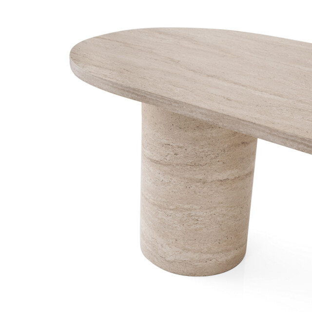 CaliCosy Ovale eettafel met brede poten, travertin decor l180 cm hermes 3253342 large