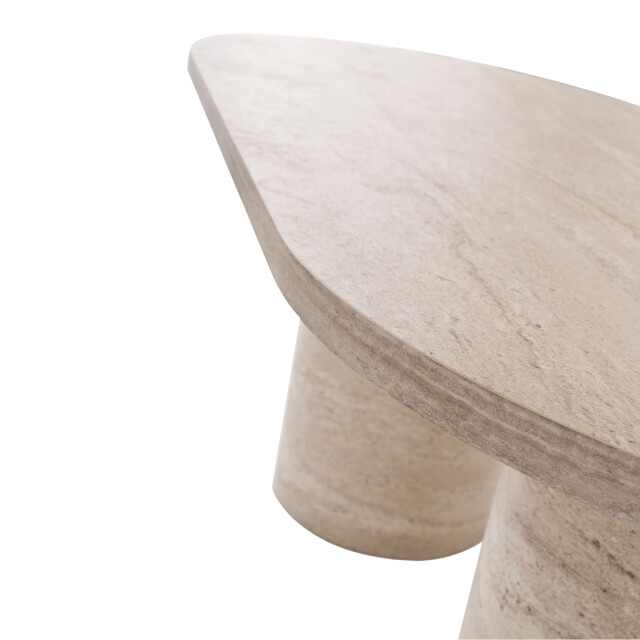 CaliCosy Ovale eettafel met brede poten, travertin decor l180 cm hermes 3253342 large