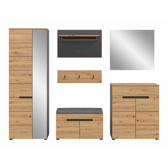 Furnilux Canu kledingkastcombinatie inclusief zitkussen artisan nb basaltgrijs nb 3256733 large
