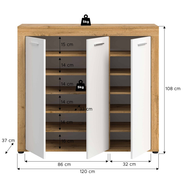 Furnilux Jam garderobekast schoenenkast wit melamine wotan nb 3256653 large