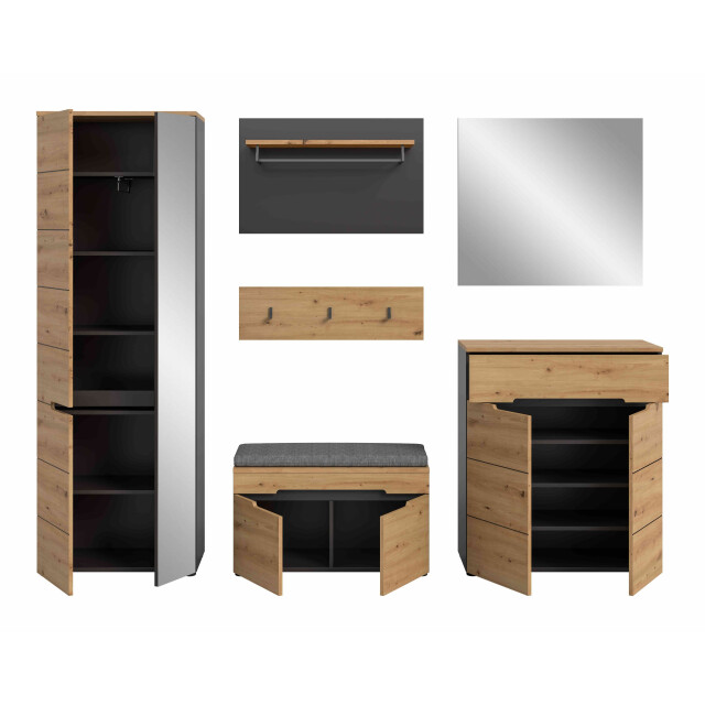 Furnilux Canu kledingkastcombinatie inclusief zitkussen artisan nb basaltgrijs nb 3256733 large