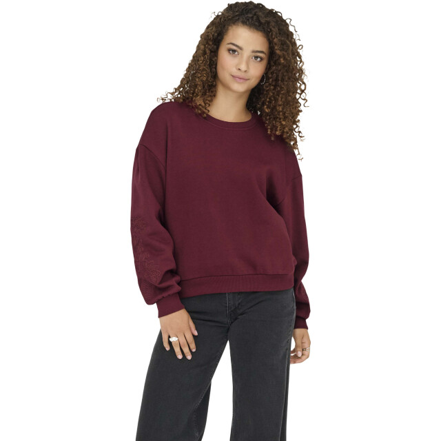 Only Onlbrooklyn l/s embroidery box swt cabernet/boho f 15355805-182651006 large