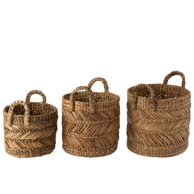 J-Line Set of 3 baskets braided raffia natural 30980 large