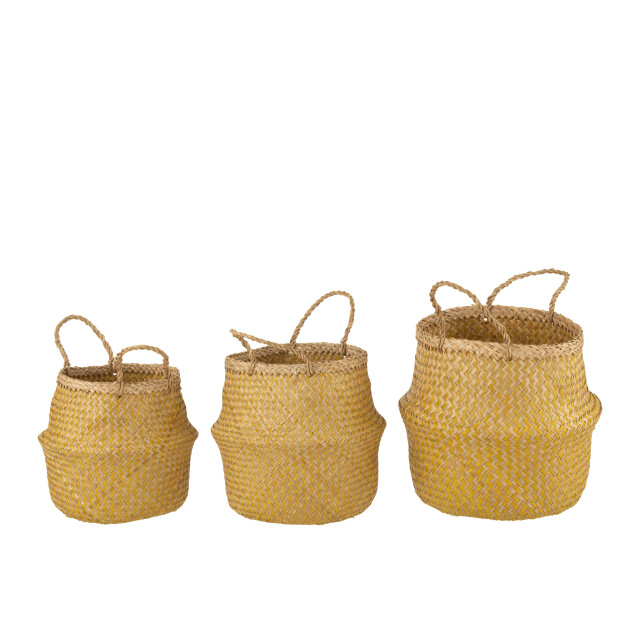 J-Line Set 3 baskets retractable seagrass yellow 31577 large