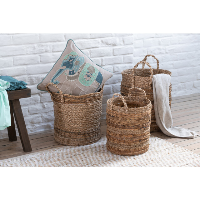 J-Line Set of 3 baskets lucie raffia natural 30981 large