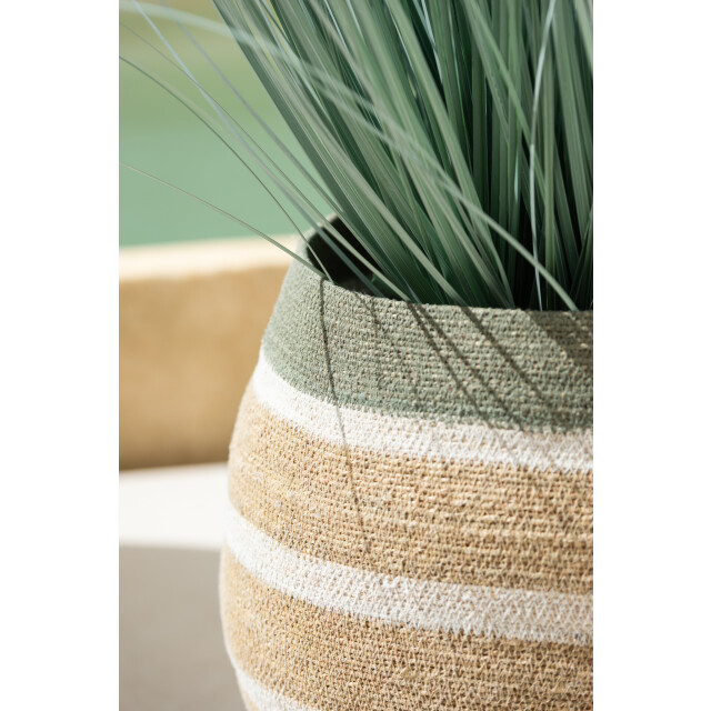 J-Line Set of 3 basket stripes seagrass green/natural 41802 large