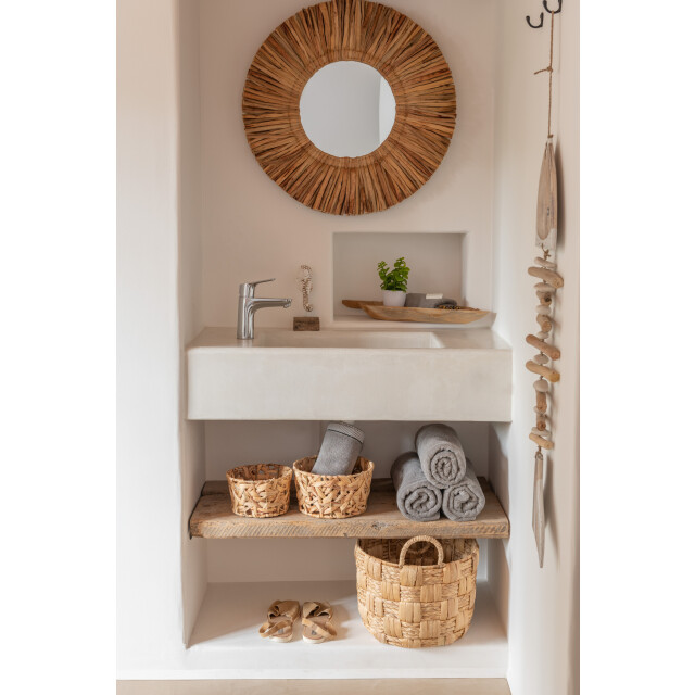 J-Line Set of 3 baskets round water hyacinth natural 11130 large