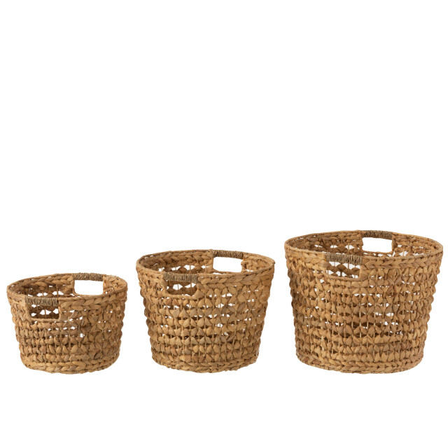 J-Line Set of 3 baskets water hyacinth natural 20854 large