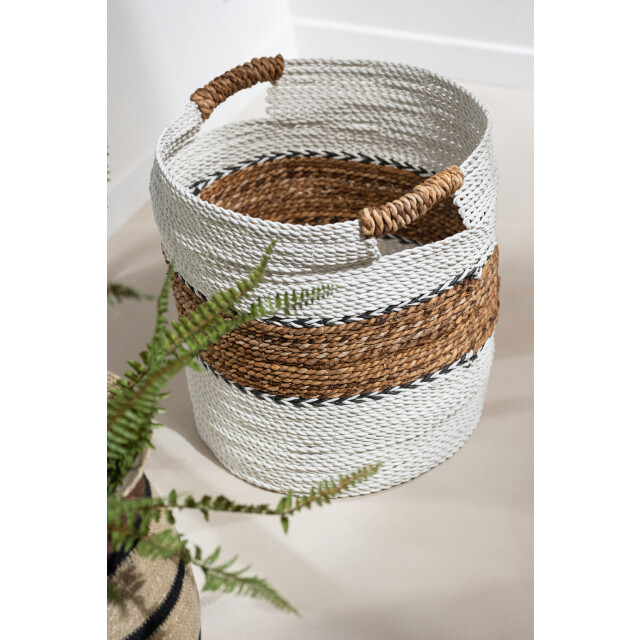 J-Line Set of 3 baskets laura raffia white/natural 30979 large