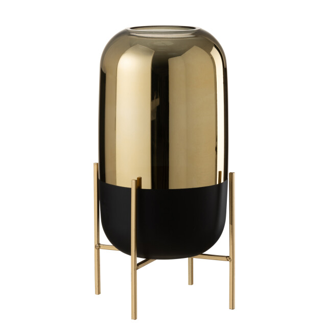 J-Line Windlicht op voet glas goud large 95624 large