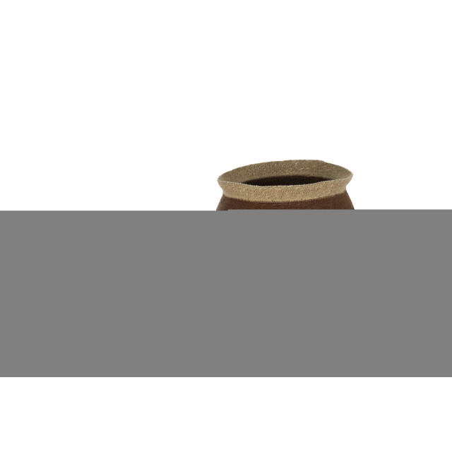 J-Line Set of 2 baskets round striped marie seagrass brown black 31081 large