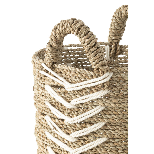 J-Line Set of 2 baskets chevron raffia white/natural 30975 large