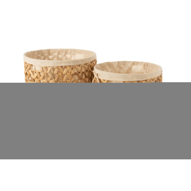 J-Line Set of 2 laundry baskets + lid water hyacinth natural 20898 large