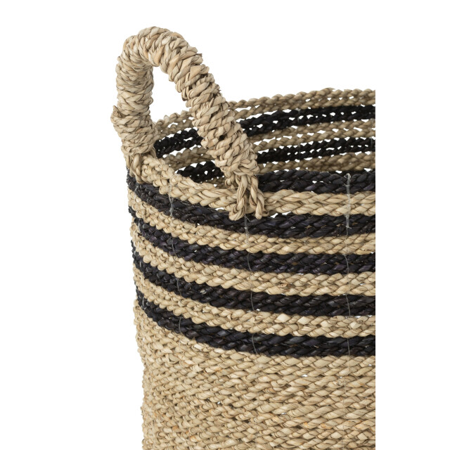 J-Line Set of 3 baskets aline raffia black/natural 30978 large