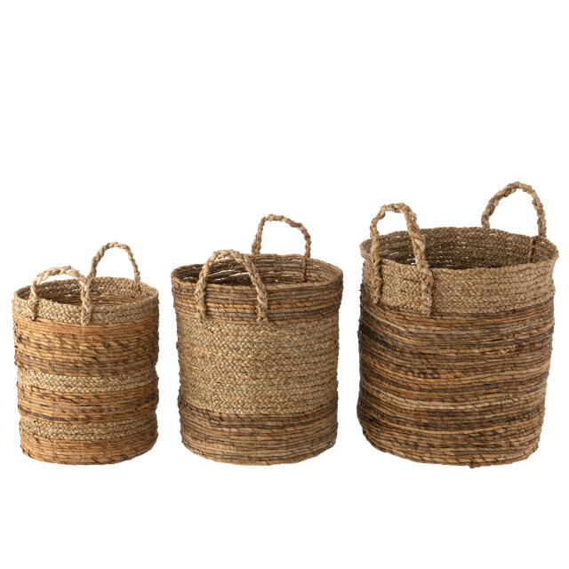J-Line Set of 3 baskets lucie raffia natural 30981 large