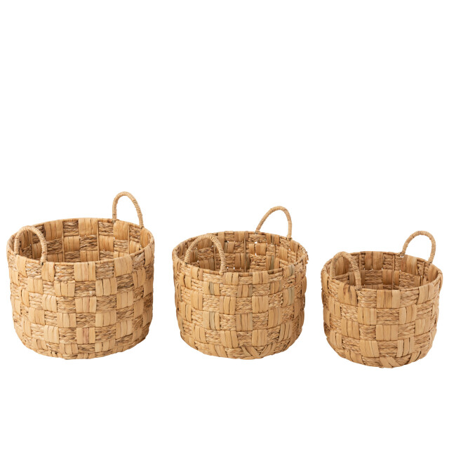 J-Line Set of 3 baskets round water hyacinth natural 11130 large