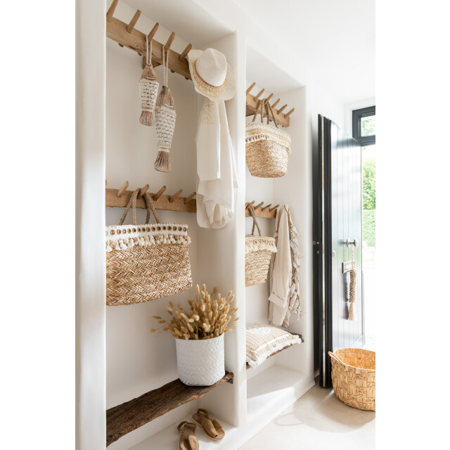 J-Line Set of 3 baskets round water hyacinth natural 11130 large