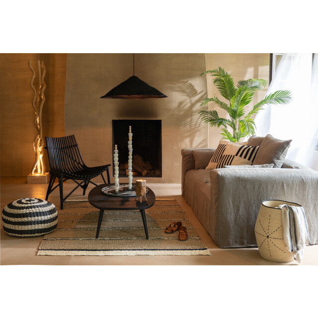J-Line Set of 3 basket star dotted lines seagrass natural/black 41793 large