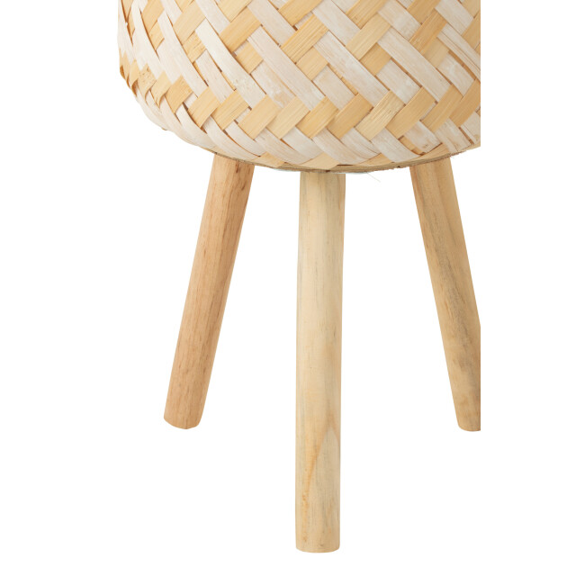 J-Line Set of 3 basket patterns 3 legs bamboo natural/white 33192 large