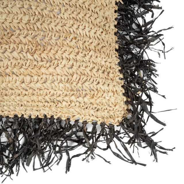 Bazar Bizar The raffia cushion cover square natural black 60x60 BA034NB-L-60x60 large