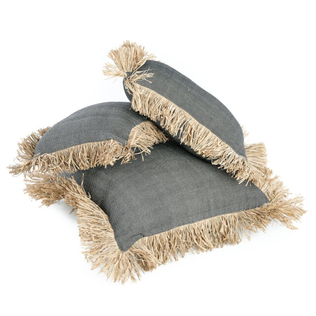 Bazar Bizar The cotton bonita cushion cover natural black 60x60 JABR067NB-60x60 large