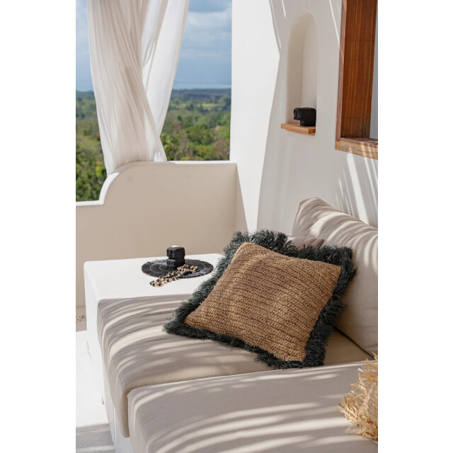 Bazar Bizar The raffia cushion cover square natural black 60x60 BA034NB-L-60x60 large