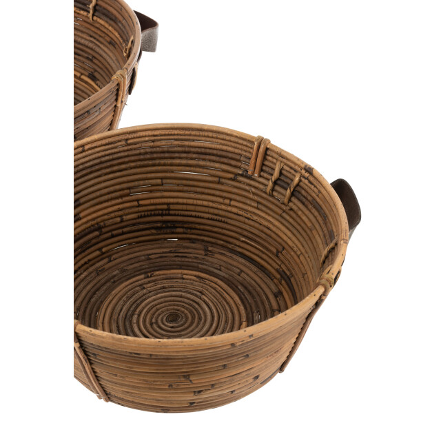 J-Line Set of 3 dishes + handle rattan brown 20771 large