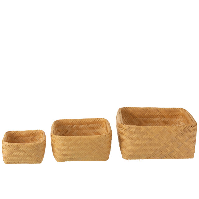 J-Line Set of 3 baskets square bamboo natural 20902 large