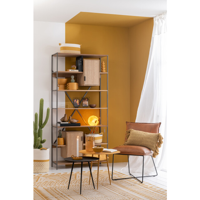 J-Line Set of 4 coil basket round patterns textile white/orange 33294 large