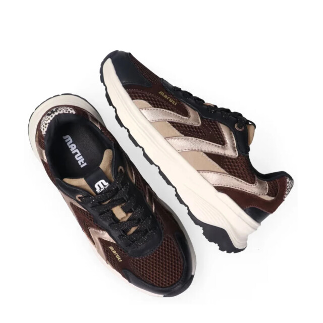 Maruti Dora leather black brown sneakers lage sneakers dames 66.1874.01 AHG large