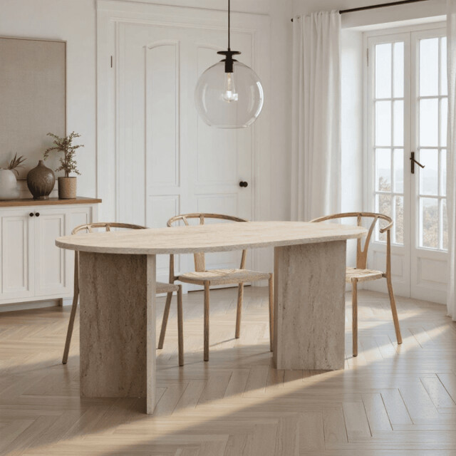 CaliCosy Eettafel met afgeronde randen l180 cm sable 3258665 large