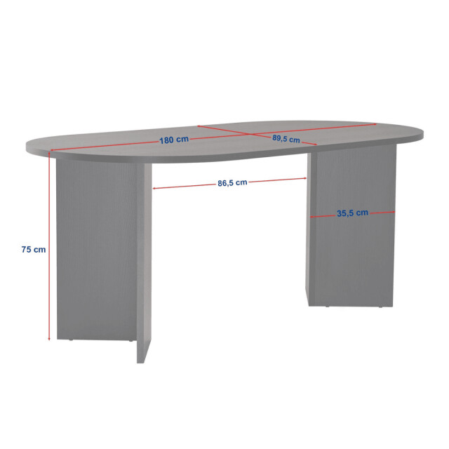 CaliCosy Eettafel met afgeronde randen l180 cm sable 3258665 large