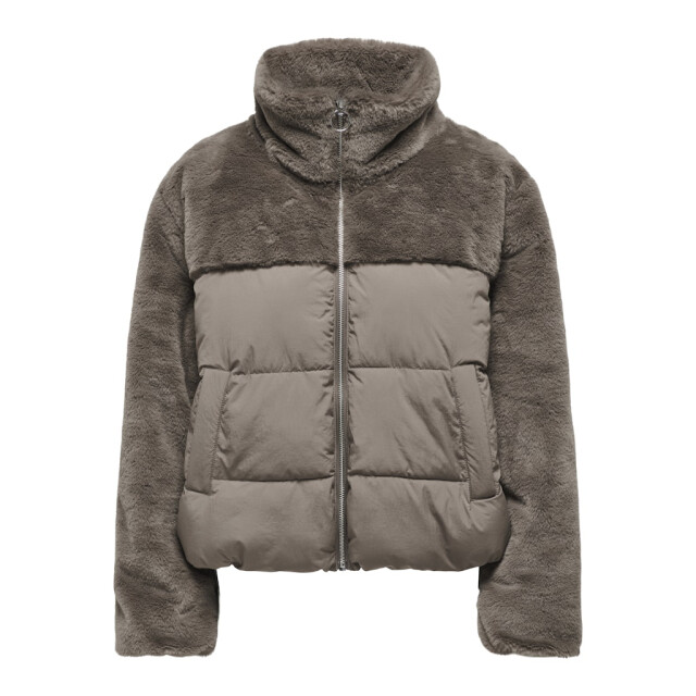 Only Onlwanja fur puffer mix jacket noos otw taupe 4509.77.0012 large
