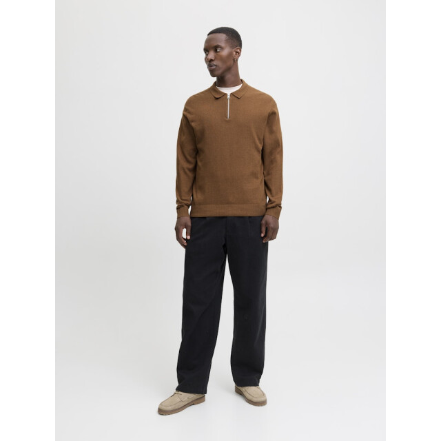 Jack & Jones Jjeemil knit polo half zip ls noos camel 5359.76.0013 large