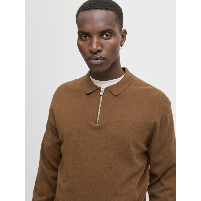 Jack & Jones Jjeemil knit polo half zip ls noos camel 5359.76.0013 large