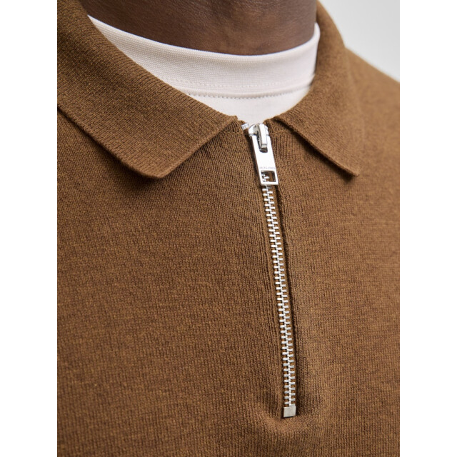 Jack & Jones Jjeemil knit polo half zip ls noos camel 5359.76.0013 large