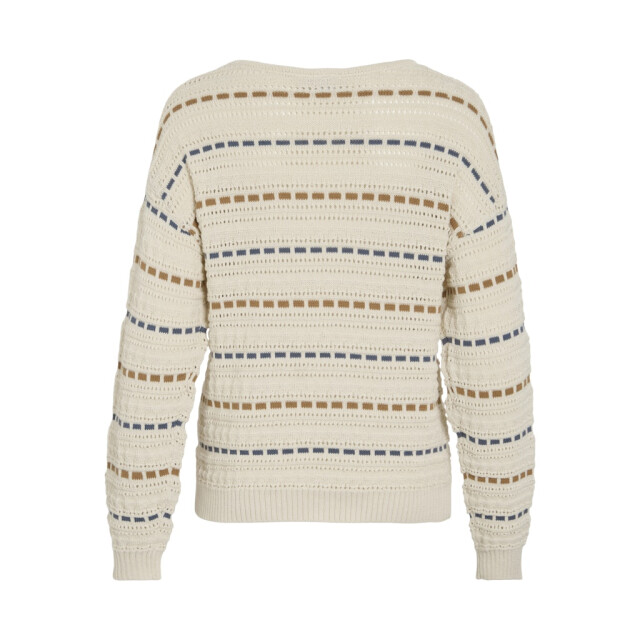 Vila Vimarian o-neck pointelle stripe knitr ecru dessin 4219.08.0022 large