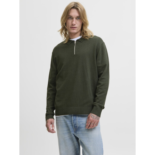 Jack & Jones Jjeemil knit polo half zip ls noos donker 5359.27.0004 large