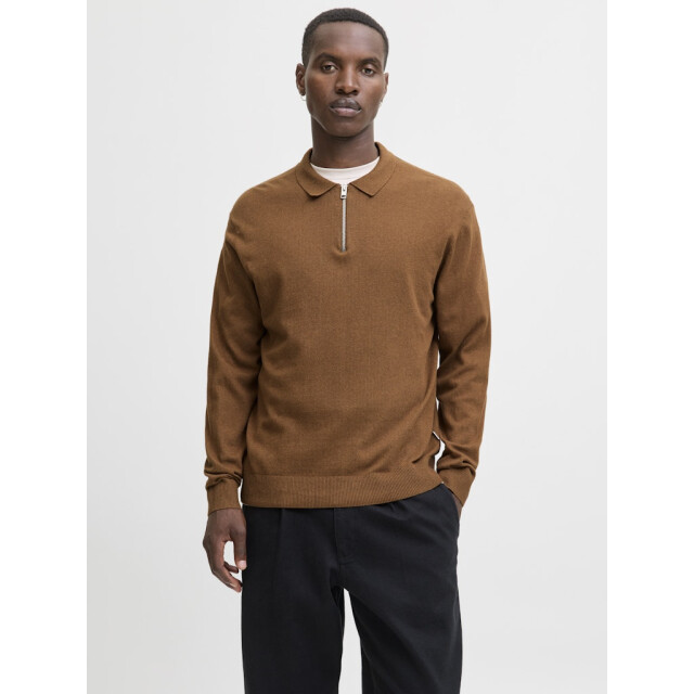 Jack & Jones Jjeemil knit polo half zip ls noos camel 5359.76.0013 large