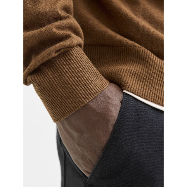 Jack & Jones Jjeemil knit polo half zip ls noos camel 5359.76.0013 large