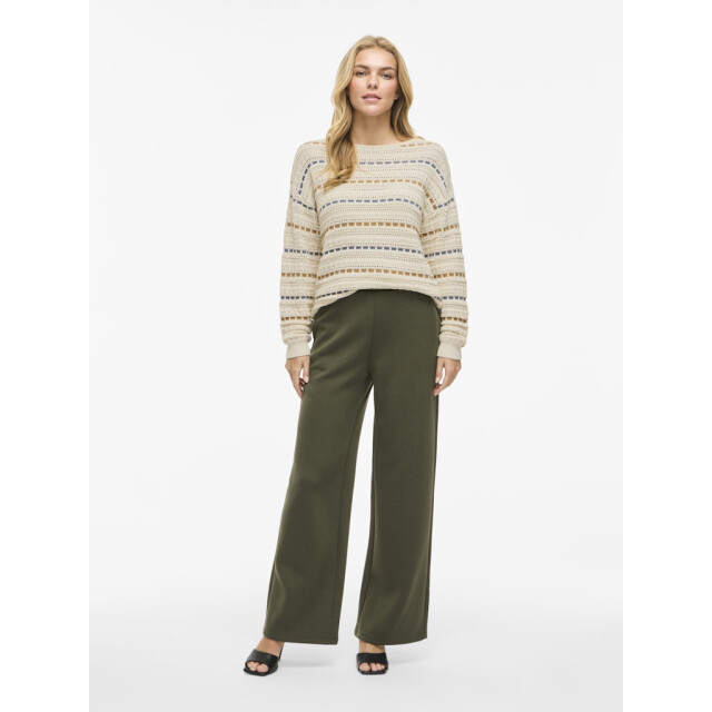 Vila Vimarian o-neck pointelle stripe knitr ecru dessin 4219.08.0022 large