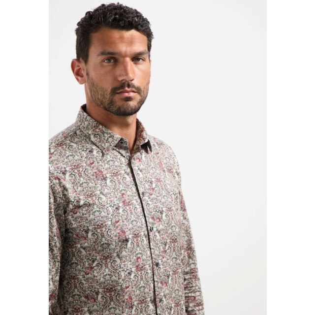 No Excess Shirt stretch allover printed dark grey 29430825-023 large