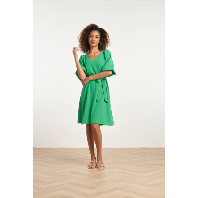 Smashed Lemon 24093 ballonmouw jurk met v-halsriem | 24093-530-XS large