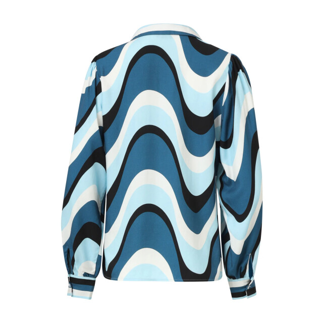 Smashed Lemon Golvende print top in zwart en blauw | 25575-600-998 large
