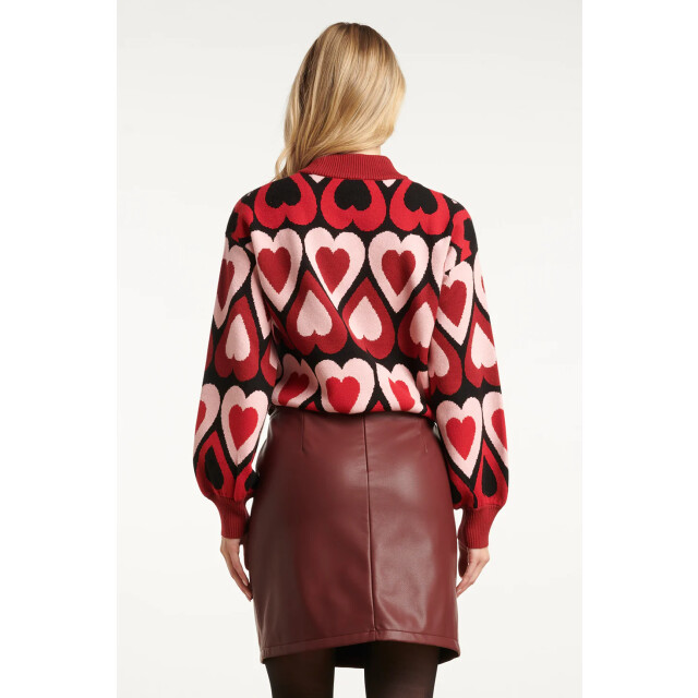 Smashed Lemon Gebreide haartjes knit top in rood en bordeaux | 25534-470-998 large