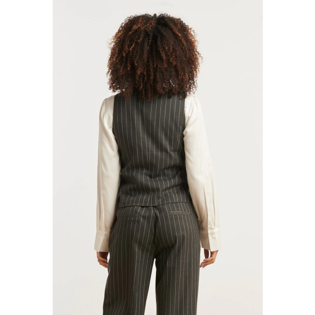 Smashed Lemon Modieus en getailleerd grijs en wit pinstriped gilet | 25644-925-000 large