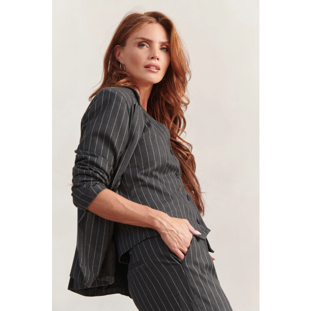 Smashed Lemon Grijs en wit pinstriped blazer | 25642-925-000 large
