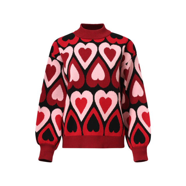 Smashed Lemon Gebreide haartjes knit top in rood en bordeaux | 25534-470-998 large